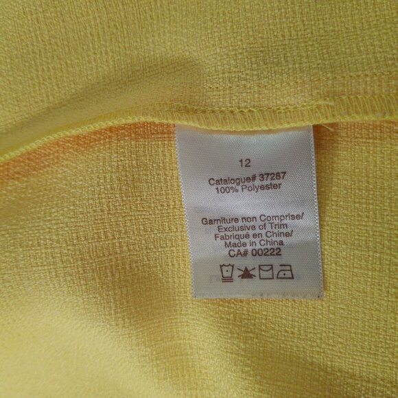 Cute Bright Yellow Light Boxy ¾ Sleeve Relaxed Blazer Jacket Sz 12 Unlined - Picture 11 of 12